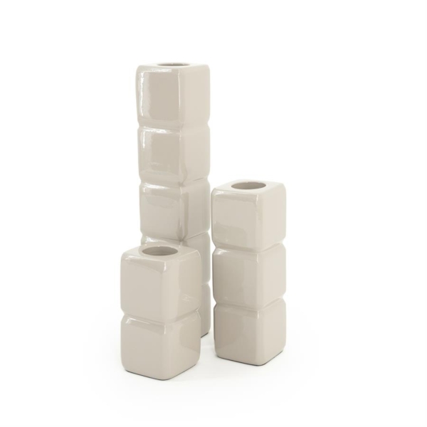 Candle holder Cube - taupe - Afbeelding 2